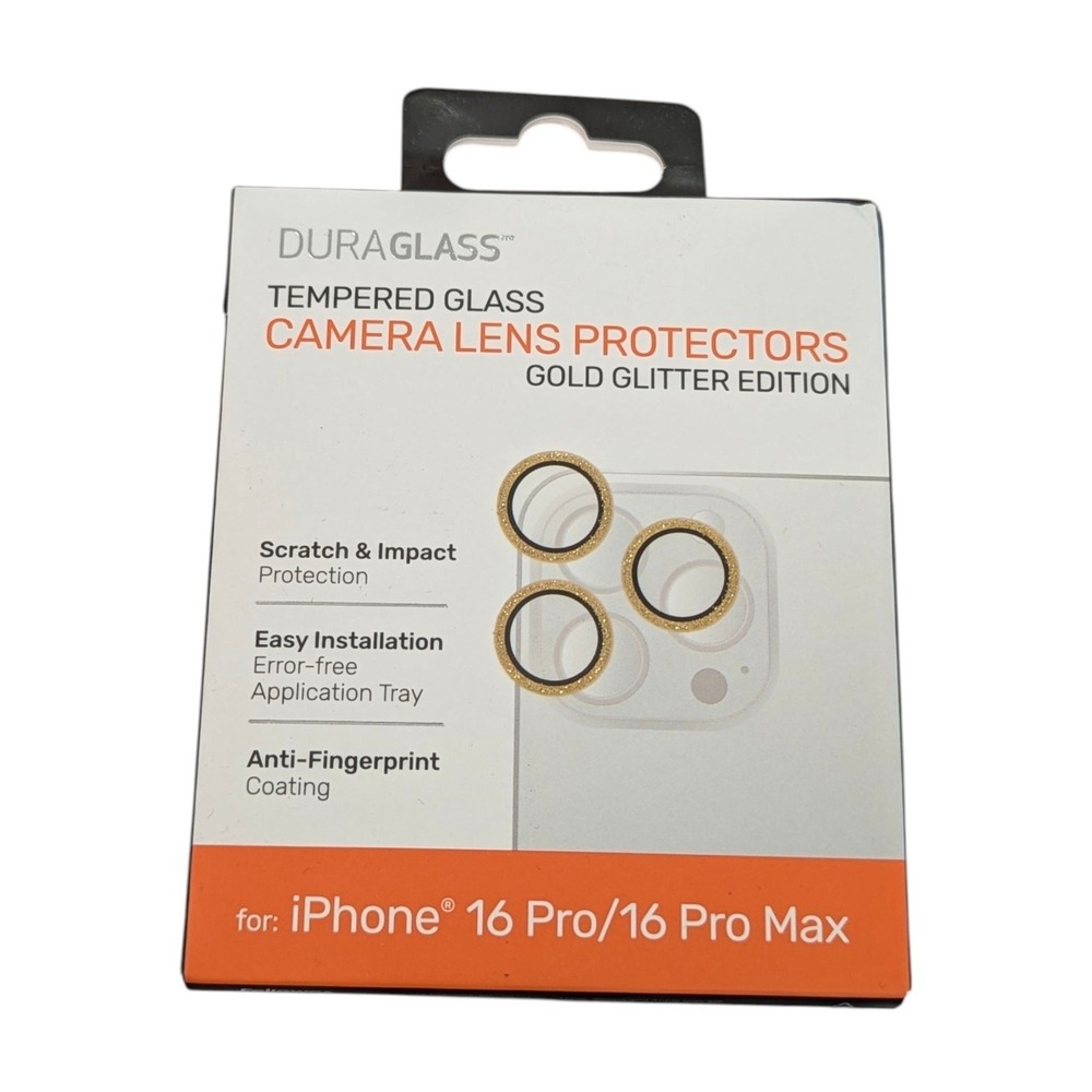 Z9N DuraGlass Gold Glitter Glass‎ Camera Protector - iPhone 16 Pro /16 Pro Max